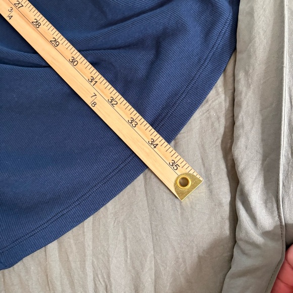 Michael Stars Abby Ribbed Faux Wrap Navy Dress. Size Large Petite. - Picture 12 of 12